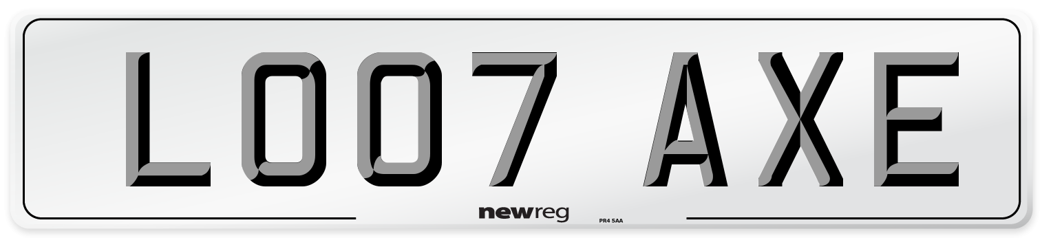 LO07 AXE Number Plate from New Reg
